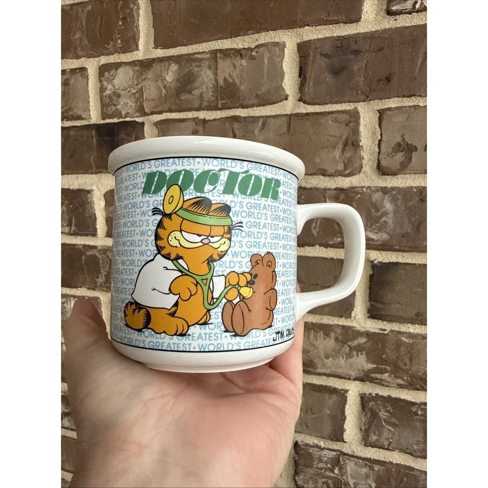 VTG Enesco Garfield Cat Coffee Cup Greatest Doctor 1976 Cartoon Ceramic Mug